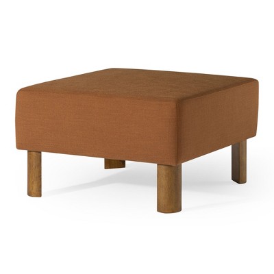 Maven Lane Lena Contemporary Upholstered Ottoman with Refined Wood Finish