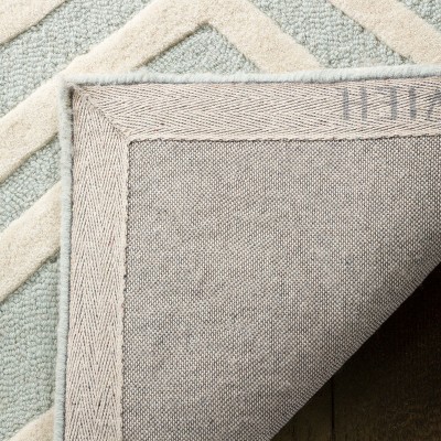 Mint and Ivory Hand-Tufted Wool Kids Square Rug 5' x 5'