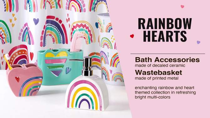 3pc Rainbow Hearts Kids&#39; Bathroom Accessories Set - Allure Home Creations, 2 of 17, play video