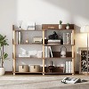 4 Tier Retractable and Rotatable Bookcases, Wooden Corner Bookshelf, Rustic Brown Bookcase, Utility Organizer Shelves - 4 of 4