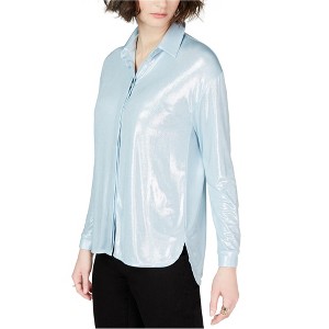 I.N.C International Concepts Womens High-Low Button Up Shirt, Metallic, Small - 1 of 1