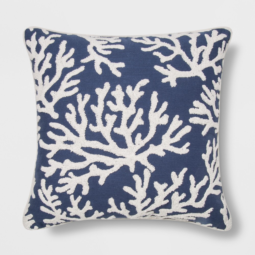 Harbor House Rift Coral Linen Embroidery Square Dec Pillow Home