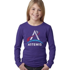 LA Pop Art NASA Artemis Logo - Girl's Word Art Long Sleeve T-Shirt - 1 of 4