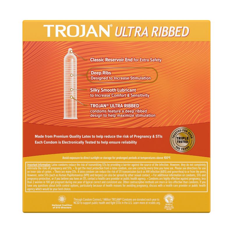 Trojan Ultra Ribbed Premium Lube Condoms - 36ct, 3 of 11