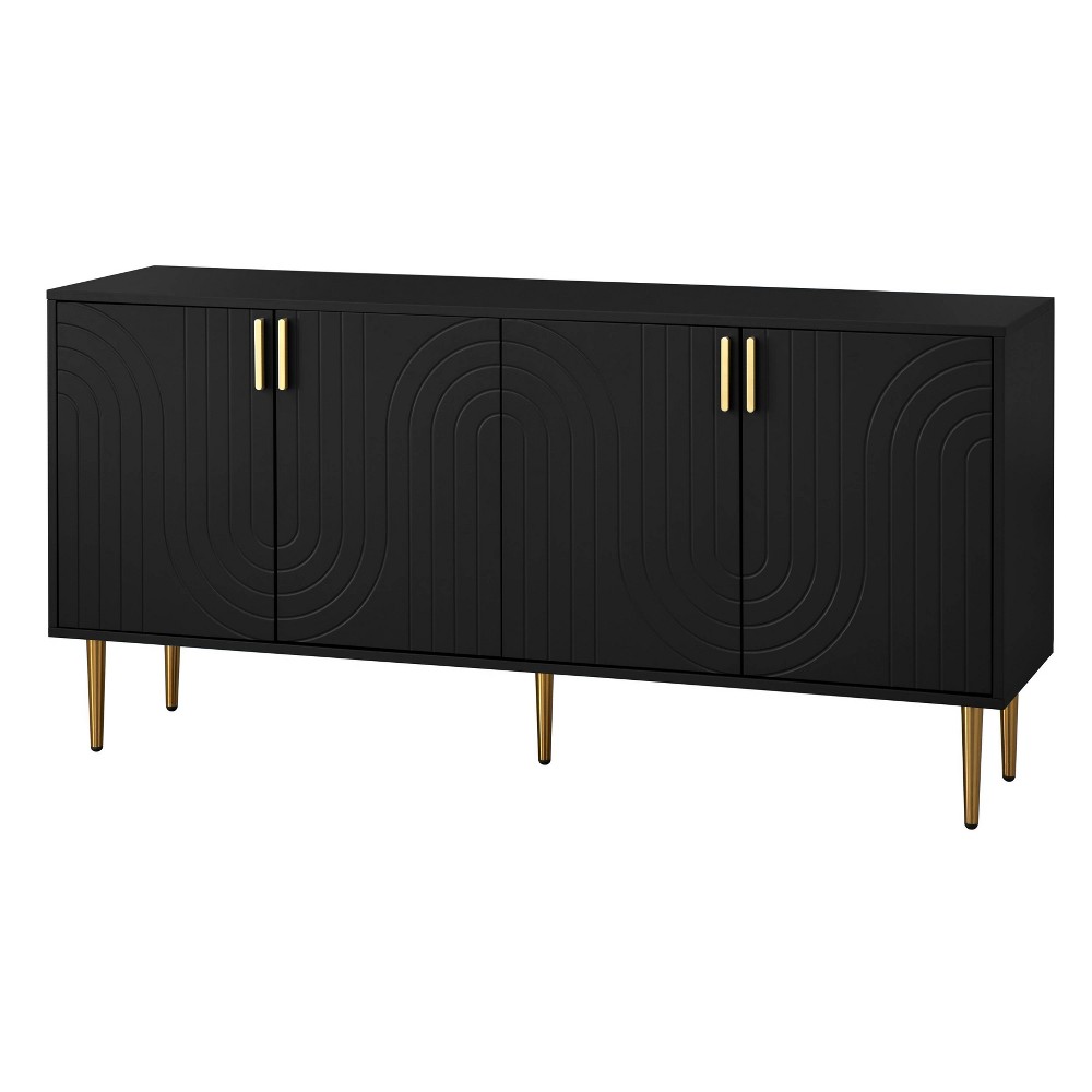 Lifestorey 4 Door Tabaria Mid Century Modern Sideboard Black