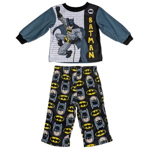 Kids Batman Hero Pose and All Over Heads and Symbols Pajama Set - 18 Months - 1 of 2