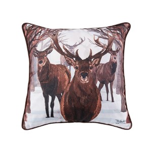 C&F Home 18" x 18" Deer Descending Christmas Holiday Throw Pillow - 1 of 4