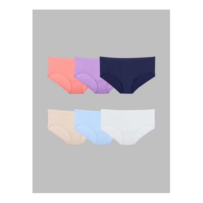 Fruit Of The Loom 6 Pack Women's Plus Fit for Me Breathable Micro-Mesh Hipster Panty Assorted Colors, 1 of 6