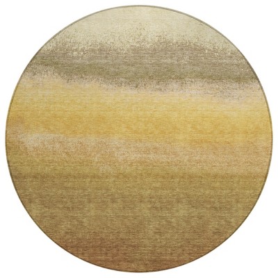 Gold And Wheat Ombre Washable Indoor Outdoor Area Rug