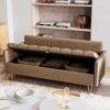 63.8" Modern 3-Seat Sofa Couch with Storage Under Seat Cushion, Comfy Leather Fabric, with 5 Pillows,Memory Foam, for Living Room, Bedroom, Apartment - 2 of 4