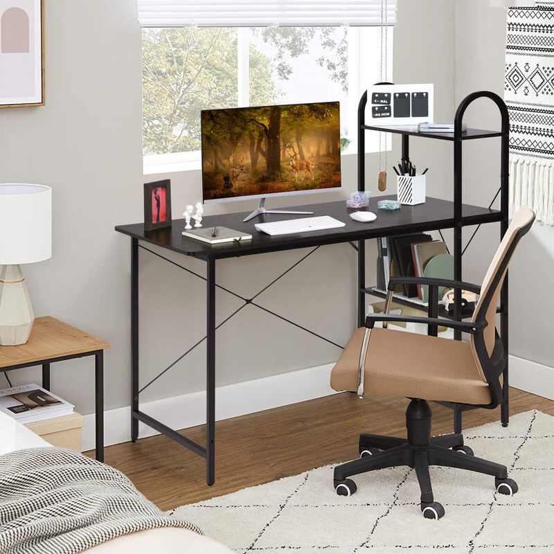 Costway Reversible Computer Desk Study Workstation Home Office 4-tier Bookshelf, 3 of 11