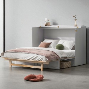 Queen Size Murphy Bed with Storage Drawers, Convertible Cabinet Bed with Faux Drawer Front and Accents,Foldable Wall Bed Frame - 1 of 4