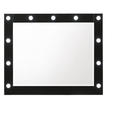 1pc Glam LED Lights in Frame Mirror Vanity Top Landscape Mirror Black