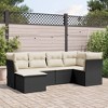 vidaXL 6 Piece Patio Sofa Set with Cushions Black and Cream Poly Rattan - Without Table - 2 of 4