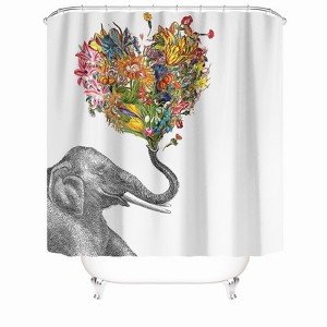 Heart Shaped Elephant Nose Shower Curtains for Bathroom Waterproof Fabric Bath Curtain Durable Soft Stylish Bathroom Decor 72x72 Inch - 1 of 1