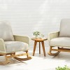 Outdoor 3 Pcs Furniture Set, PE Rattan Rocking Chairs and Wooden Accent Table, Sofa Set with PE Cushions and Wooden Frame-Coolbibila - 3 of 4