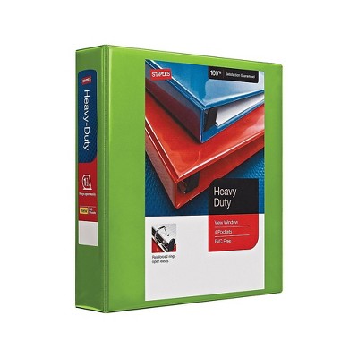 Staples Heavy-Duty 1.5" 3-Ring View Binder Chartreuse (24676-US) 56320-CC/24676