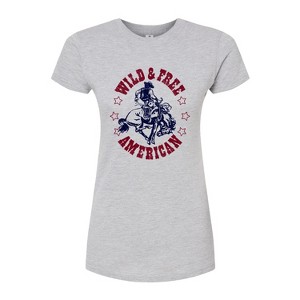 Women's - Instant Message - Wild And Free American Fitted Graphic T-Shirt - 1 of 3