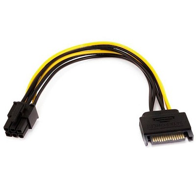 Monoprice SATA Cable - 0.67 Feet - Black | SATA 15pin to 6pin PCI Express Card Power Cable