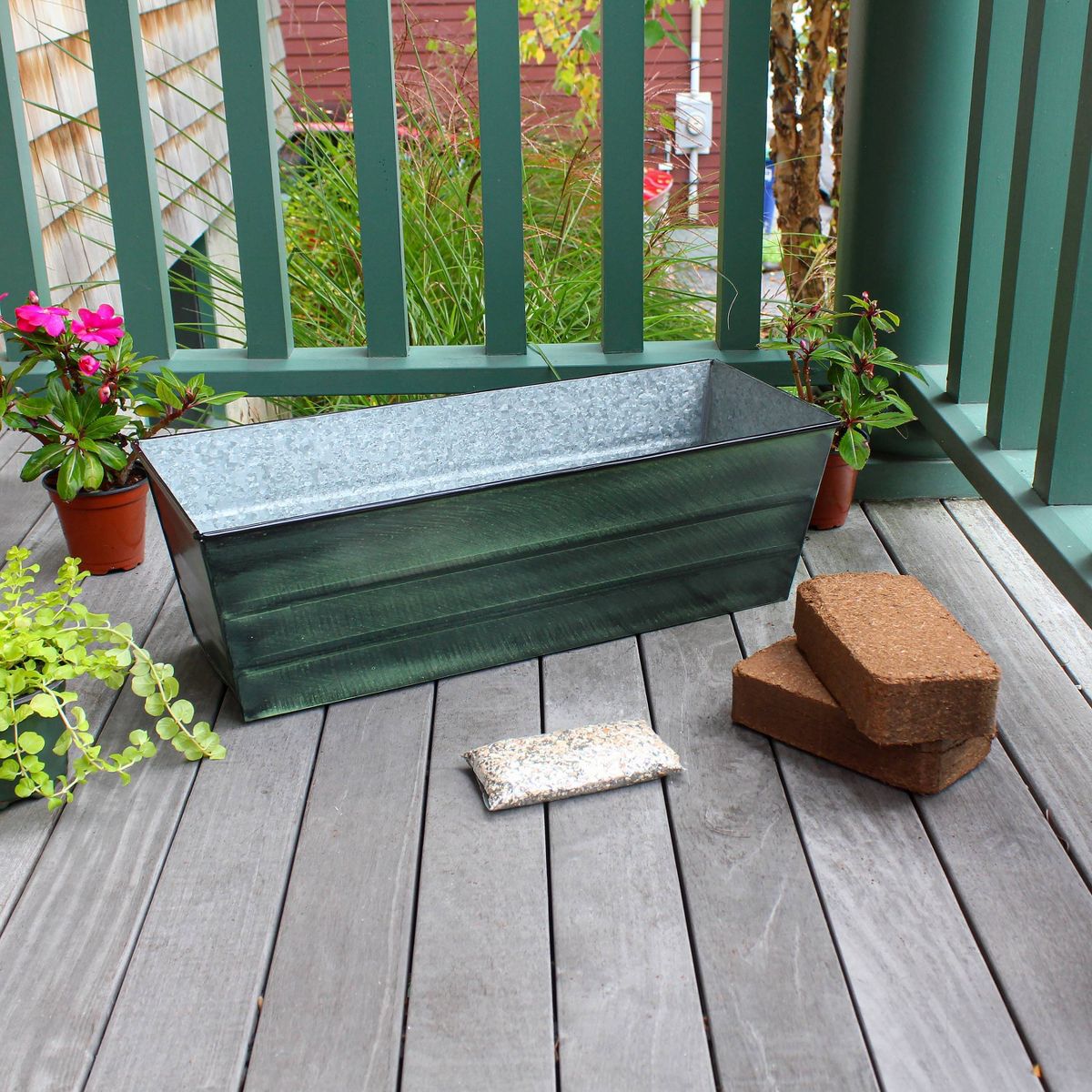 ACHLA Designs Medium Rectangular Galvanized Steel Outdoor Planter Box 24"x9.5" - thumbnail 6