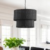 Dewdrop Farmhouse Matte Black Hand-Woven Rattan Craft Pendant Light - 2 of 4