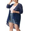Agnes Orinda Women's Plus Size Lace Sheer High Low 3/4 Sleeve Open Front Cardigans - 2 of 4