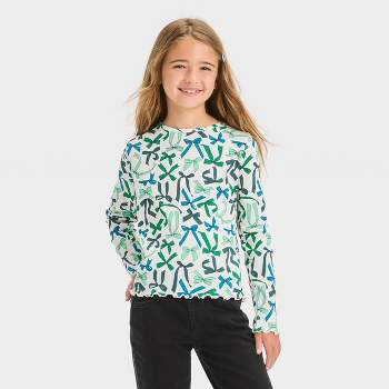 Long & Ribbed Girls\' Cream Target Sleeve - Jack™ Cat T-shirt S :