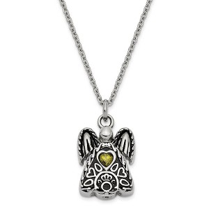 Black Bow Jewelry Antiqued Stainless Steel CZ Birthstone Angel Ash Holder Necklace 18 In - 1 of 4