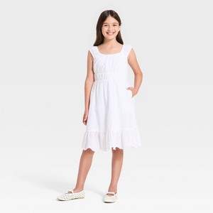 Girls' Woven Eyelet Midi A-Line Dress - Cat & Jack White XL Plus : Target