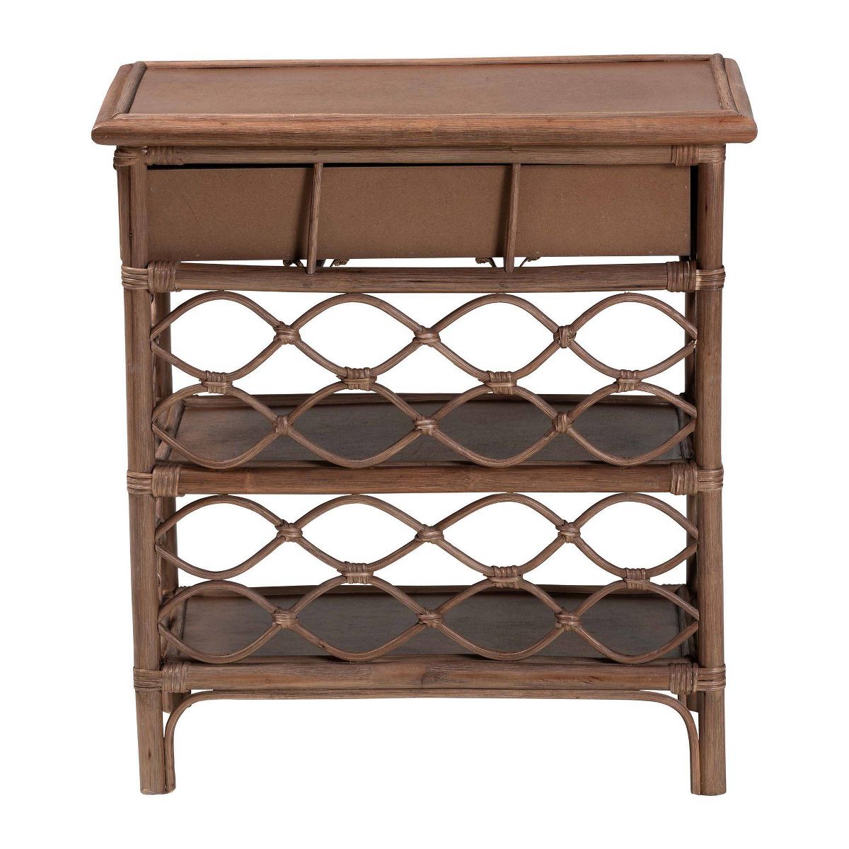 bali & pari Akane Natural Rattan Nightstand with Drawer and Open Shelves Antique Brown - thumbnail 5