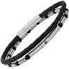 Steeltime Men's braided black leather/stainless steel/black beads and simulated black diamonds 2pc set bracelets - 2 of 4