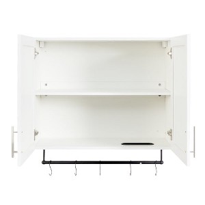 LunaLulinlk Bathroom Wall Cabinet with Adjustable Shelf, Towel Bar, 5 Hooks, Over The Toilet Storage Cabinet for Bathroom, Kitchen, White - 1 of 4