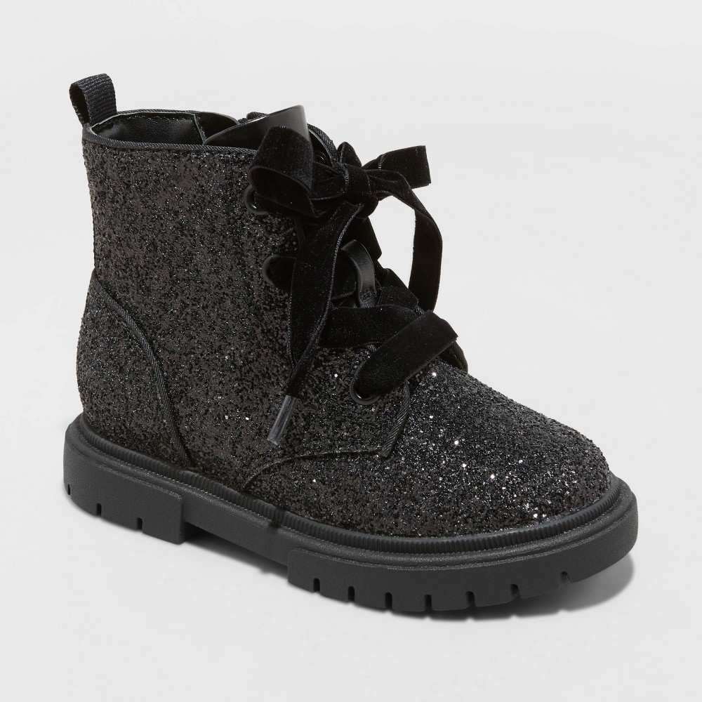 Size   9 Toddler Girls' Khloe Combat Boots - Cat & Jack™ Black 
