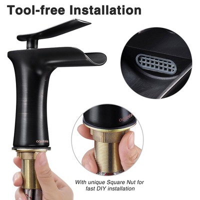 Oil Rubbed Bronze Waterfall Bathroom Faucet with Single Handle