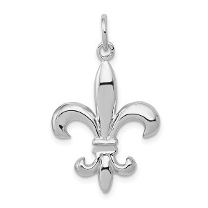 Black Bow Jewelry 14k White or Yellow Gold Solid 3D Fleur De Lis Pendant, 17mm (5/8 in) - 1 of 4