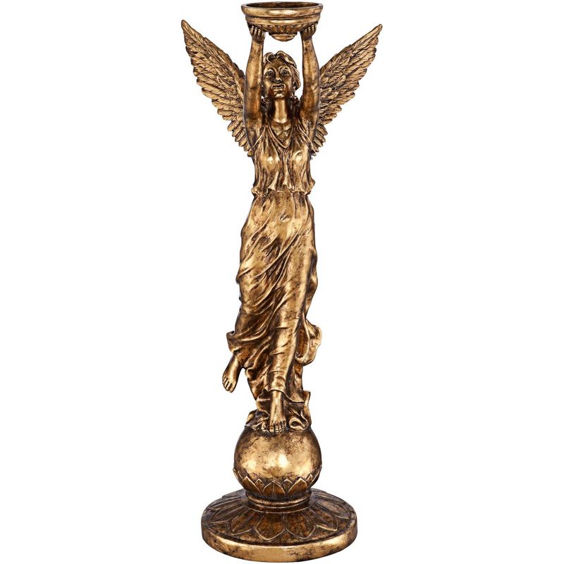 Dahlia Studios Golden Angel 38 1/2" High Statue Candle Holder, 3 of 8