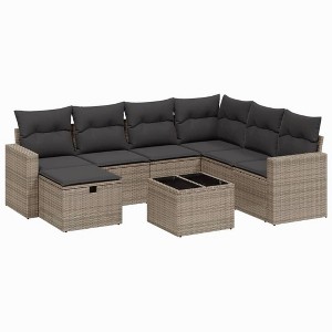 vidaXL Garden Sofa Set Grey Poly Rattan Large Modular Garden Sofa Set - 1 of 4