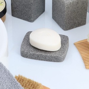 Evideco French Home Goods Rectangular Grey Granite Soap Dish Cup Dispenser - 1 of 4