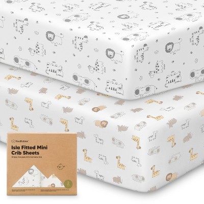 Image of KeaBabies 2-Pack Isla Mini Crib Sheets, Pack and Play Sheets Fitted, Pack N Play Sheets, Fitted Crib Sheet (KeaSafari)