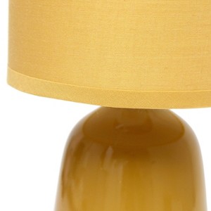 10.04" Traditional Ceramic Thimble Base Bedside Table Desk Lamp with Matching Fabric Shade - Simple Designs - 1 of 4