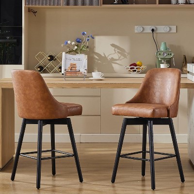 Swivel Bar Stools Set of 2, 30" Height Upholstered Barstools with Sturdy Metal Base and Comfortable Seat, Counter Height Bar Stools with Back