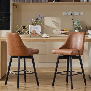 Swivel Bar Stools Set of 2, 30" Height Upholstered Barstools with Sturdy Metal Base and Comfortable Seat, Counter Height Bar Stools with Back - 1 of 4