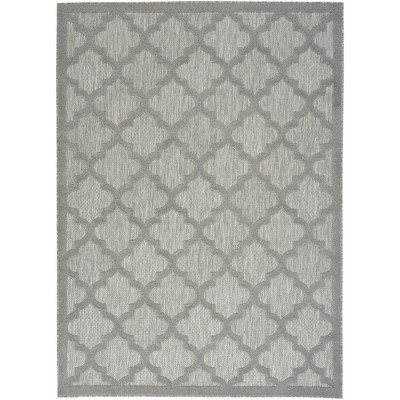 Silver Grey Trellis Synthetic 4' x 6' Easy-Care Area Rug