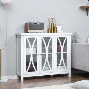 Okak Barn Door Style Buffet Cabinet with Storage for Living Room 34.5" Farmhouse Kitchen Sideboard Cabinet with Adjustable Shelf - 1 of 4