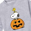 Boys' - Peanuts - Snoopy Woodstock Pumpkin Graphic Long Sleeve Fleece Sweatshirt - 2 of 4