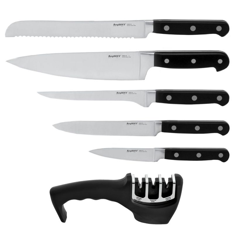 BergHOFF Contempo 6Pc German Steel Knife Set, Wood Case, 3 Stage Sharpener, 1 of 8