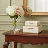 HomeRoots Set of Two Cream And Gold Nesting Wood Box With Lid - 2 of 4