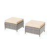 Sonkuki 2-Piece Ottomans with Solution-Dyed Fabric Cushion, All-Weather Wicker Ottomans, Ideal for Patio - 2 of 4