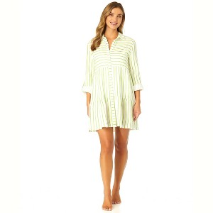 Women's Button Front Long Sleeve Tiered Dress Cover Up - 1 of 4