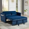 3 in 1 Convertible Sleeper Futon Sofa Bed, 55in Loveseat Lounge Couches with 2 Pillows, Reclining Backrest,Side Pockets for Living Room,Pull-Out Couch - 4 of 4